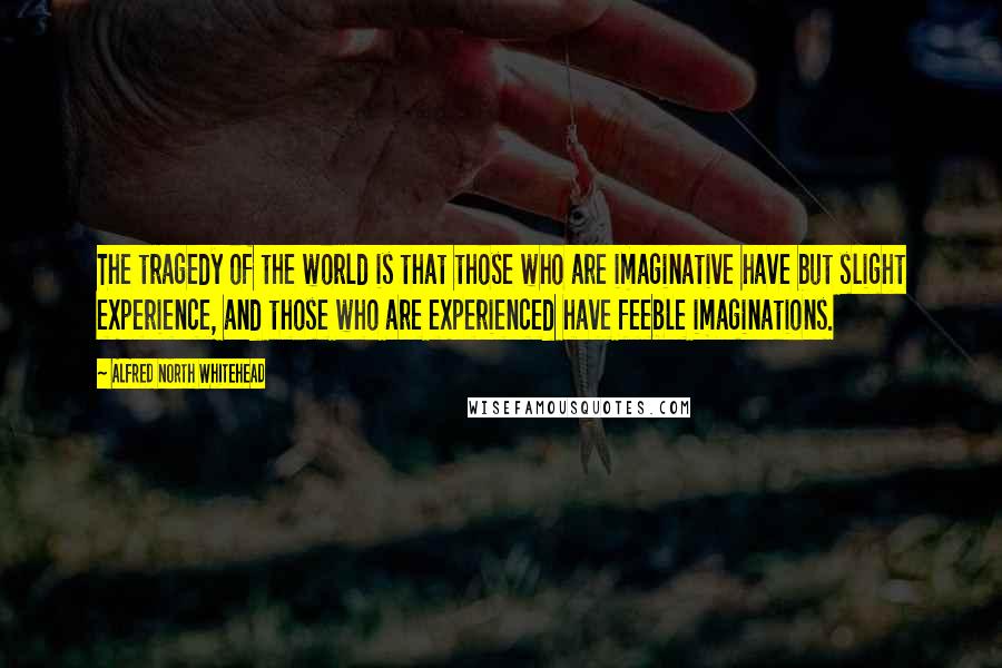 Alfred North Whitehead Quotes: The tragedy of the world is that those who are imaginative have but slight experience, and those who are experienced have feeble imaginations.