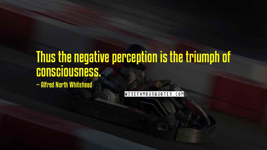 Alfred North Whitehead Quotes: Thus the negative perception is the triumph of consciousness.