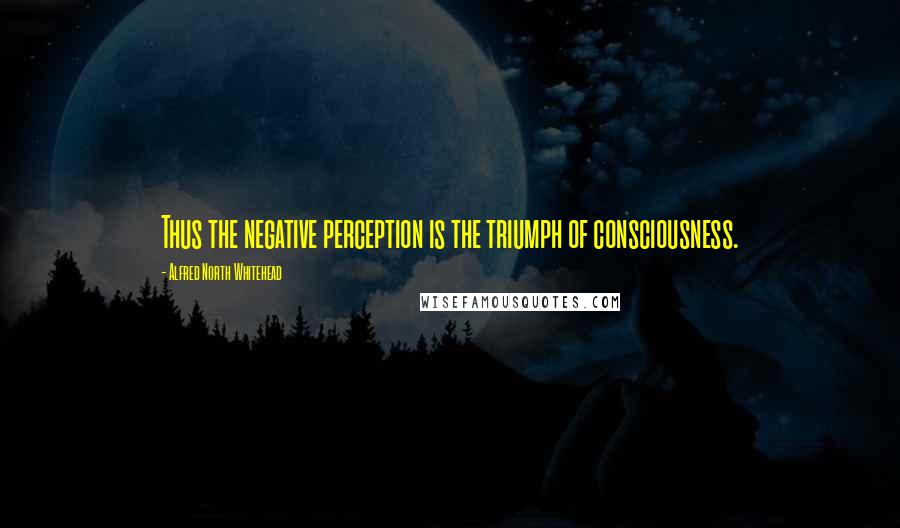 Alfred North Whitehead Quotes: Thus the negative perception is the triumph of consciousness.