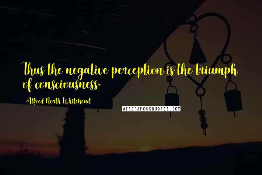 Alfred North Whitehead Quotes: Thus the negative perception is the triumph of consciousness.