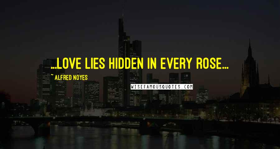 Alfred Noyes Quotes: ...love lies hidden in every rose...