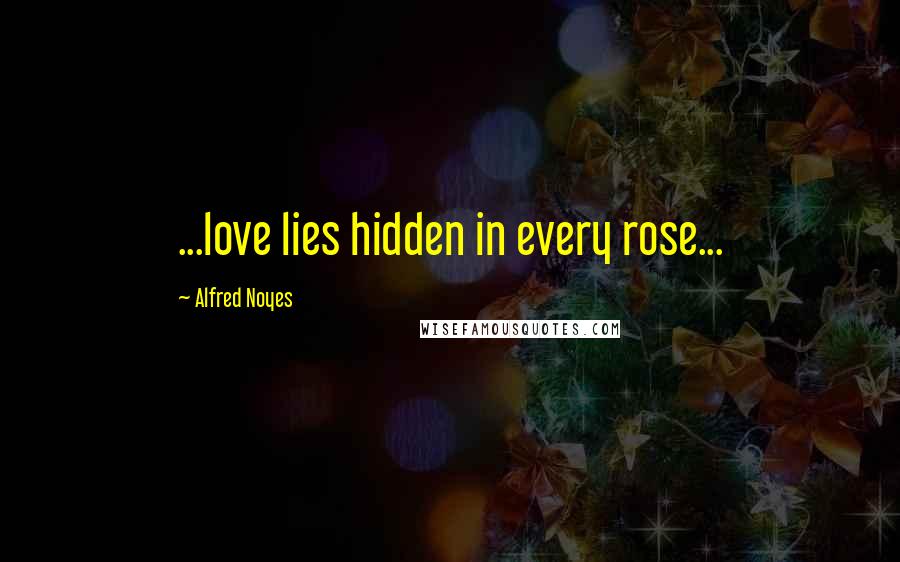 Alfred Noyes Quotes: ...love lies hidden in every rose...