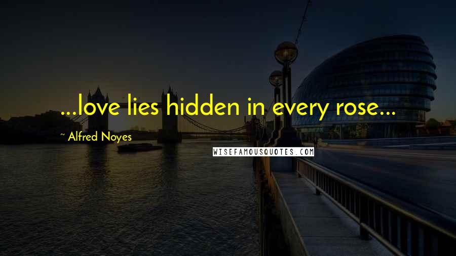 Alfred Noyes Quotes: ...love lies hidden in every rose...