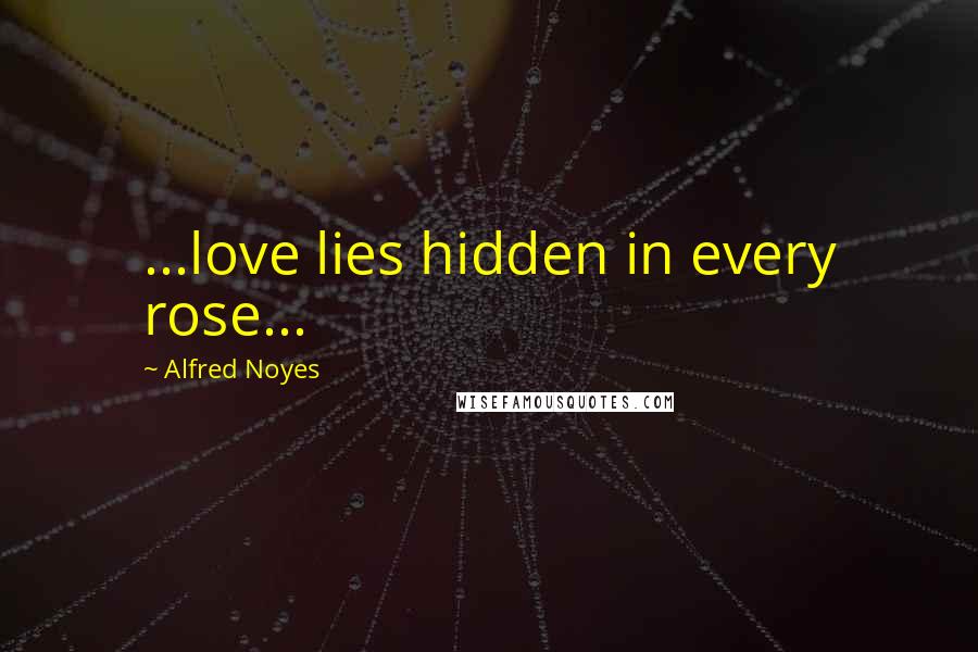 Alfred Noyes Quotes: ...love lies hidden in every rose...