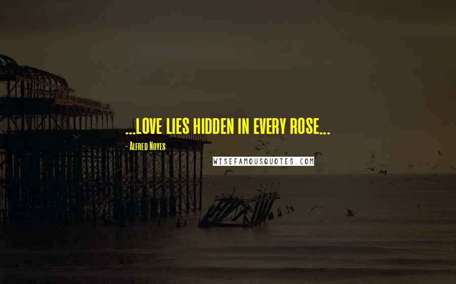 Alfred Noyes Quotes: ...love lies hidden in every rose...