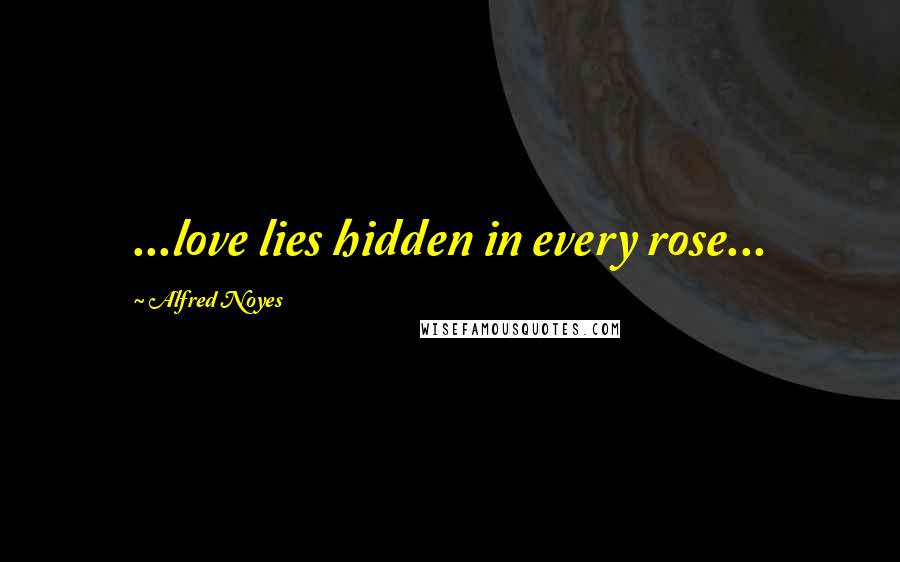 Alfred Noyes Quotes: ...love lies hidden in every rose...