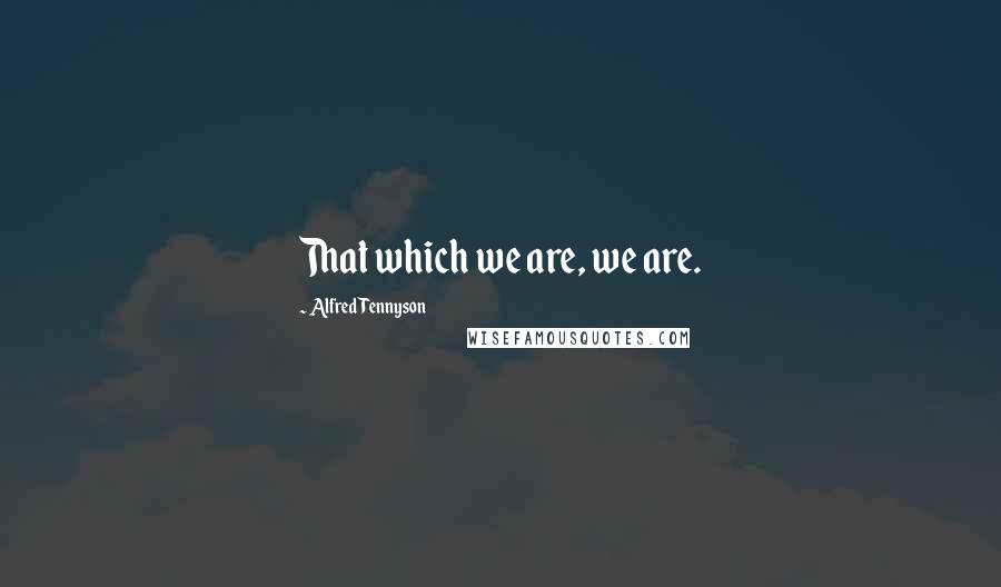 Alfred Tennyson Quotes: That which we are, we are.