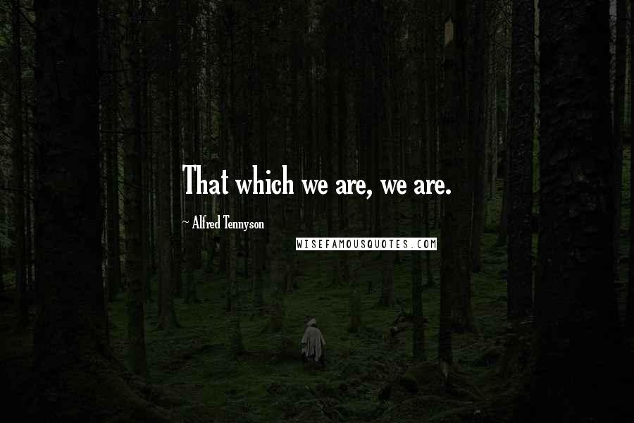 Alfred Tennyson Quotes: That which we are, we are.