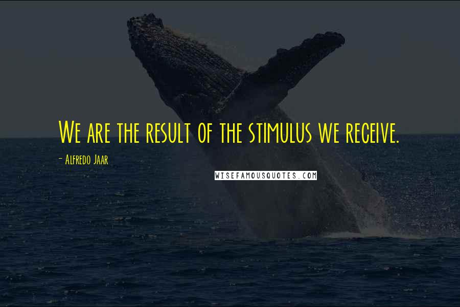 Alfredo Jaar Quotes: We are the result of the stimulus we receive.