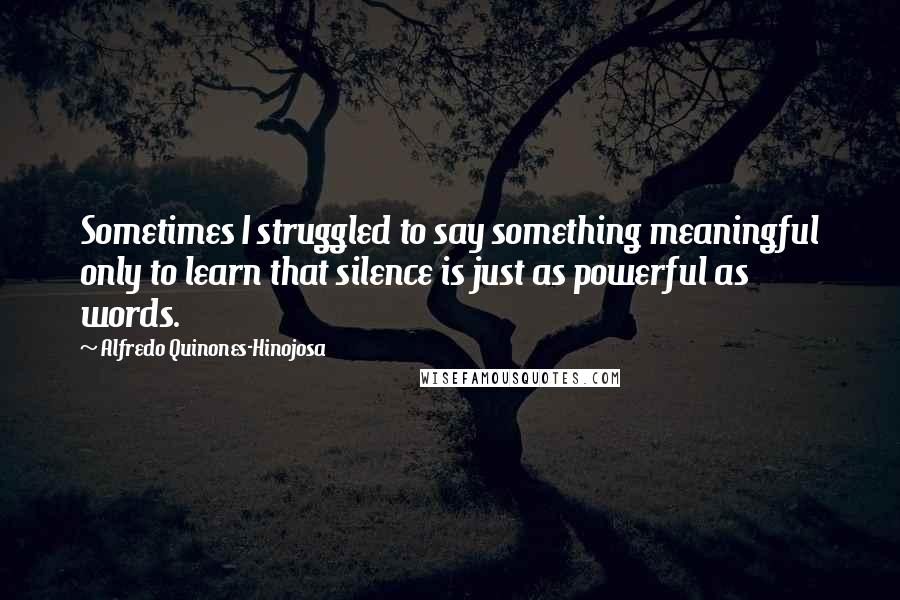 Alfredo Quinones-Hinojosa Quotes: Sometimes I struggled to say something meaningful only to learn that silence is just as powerful as words.