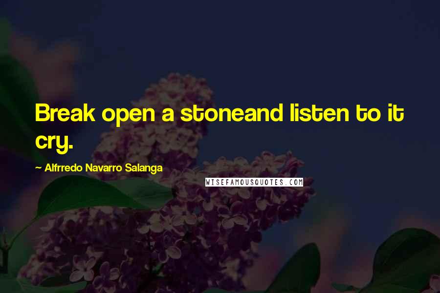 Alfrredo Navarro Salanga Quotes: Break open a stoneand listen to it cry.