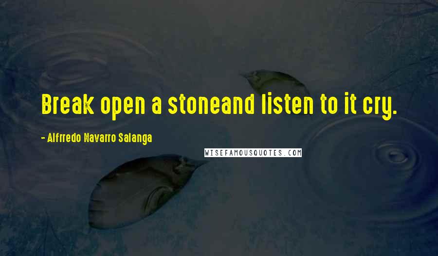 Alfrredo Navarro Salanga Quotes: Break open a stoneand listen to it cry.