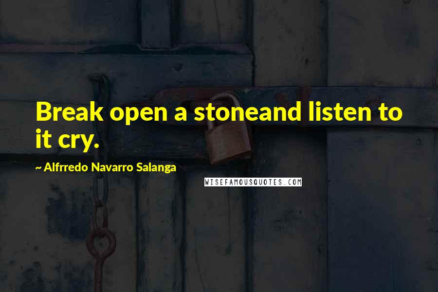 Alfrredo Navarro Salanga Quotes: Break open a stoneand listen to it cry.