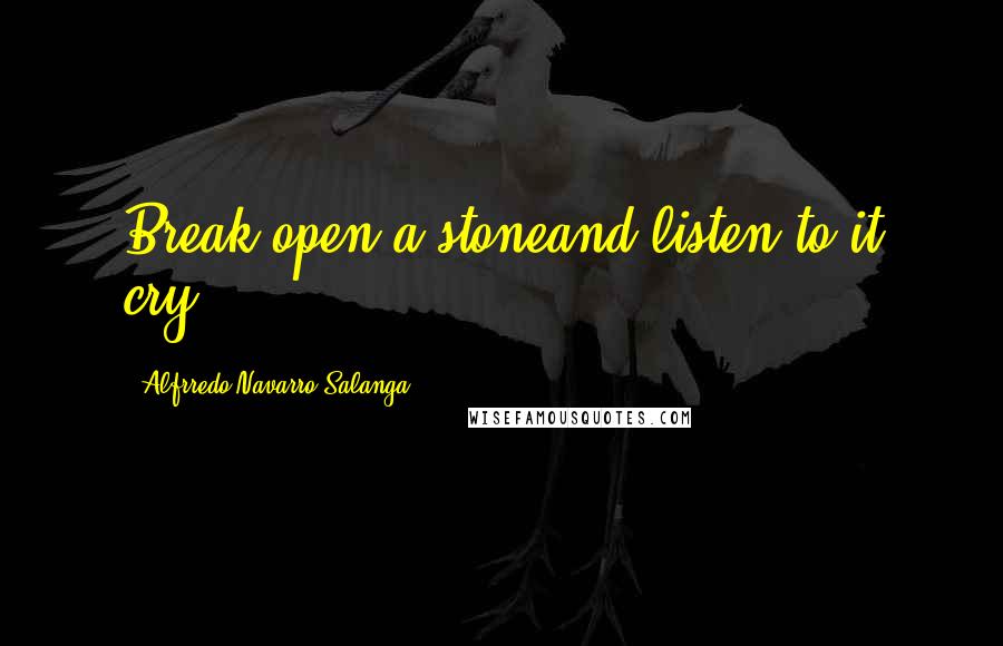 Alfrredo Navarro Salanga Quotes: Break open a stoneand listen to it cry.