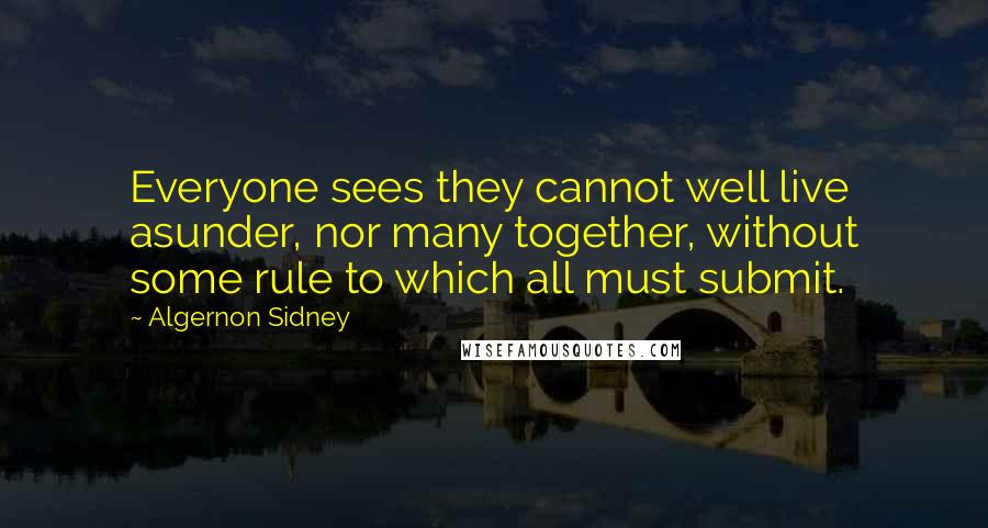 Algernon Sidney Quotes: Everyone sees they cannot well live asunder, nor many together, without some rule to which all must submit.