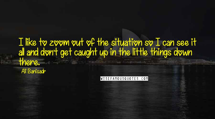 Ali Banisadr Quotes: I like to zoom out of the situation so I can see it all and don't get caught up in the little things down there.