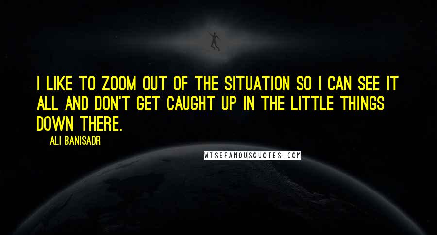 Ali Banisadr Quotes: I like to zoom out of the situation so I can see it all and don't get caught up in the little things down there.