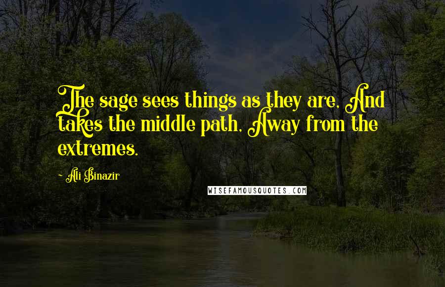 Ali Binazir Quotes: The sage sees things as they are, And takes the middle path, Away from the extremes.