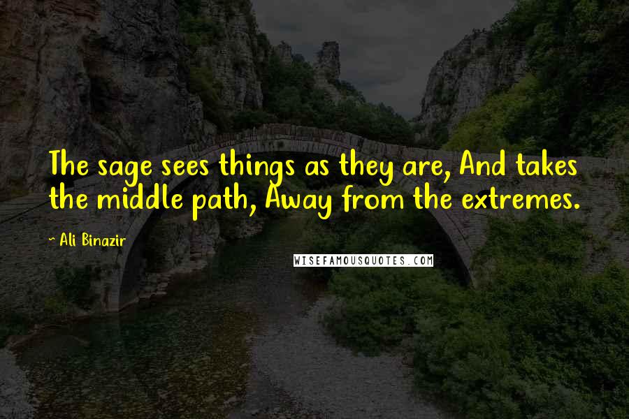 Ali Binazir Quotes: The sage sees things as they are, And takes the middle path, Away from the extremes.