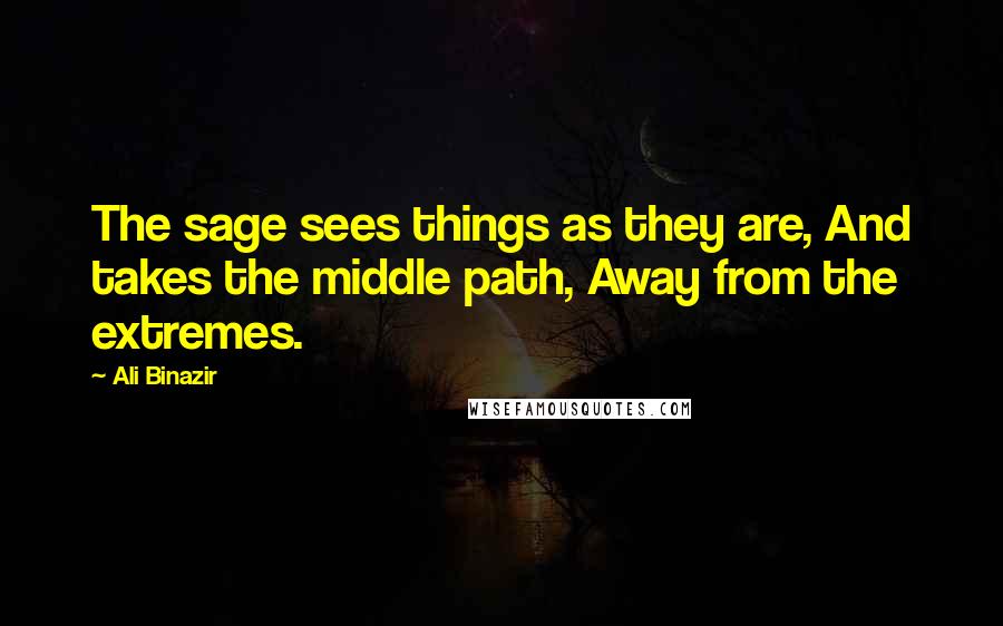 Ali Binazir Quotes: The sage sees things as they are, And takes the middle path, Away from the extremes.