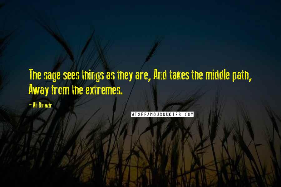 Ali Binazir Quotes: The sage sees things as they are, And takes the middle path, Away from the extremes.