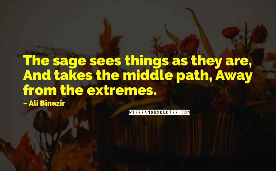 Ali Binazir Quotes: The sage sees things as they are, And takes the middle path, Away from the extremes.