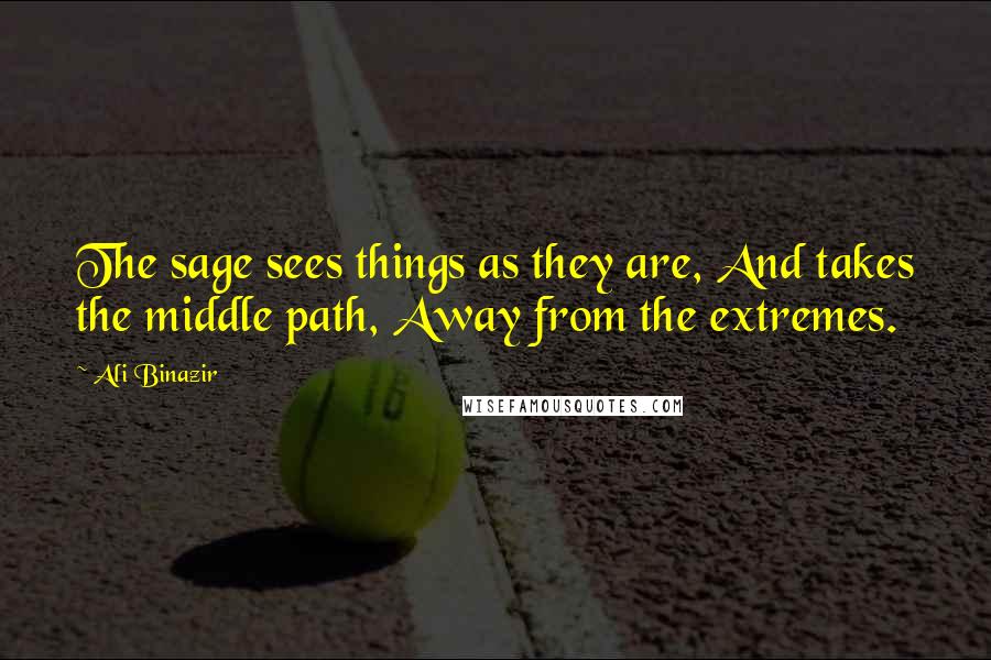 Ali Binazir Quotes: The sage sees things as they are, And takes the middle path, Away from the extremes.