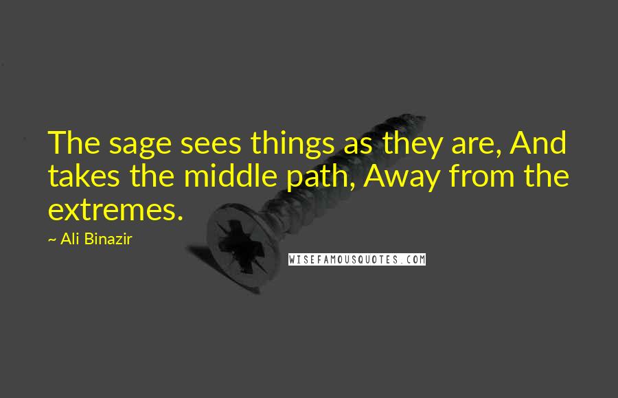 Ali Binazir Quotes: The sage sees things as they are, And takes the middle path, Away from the extremes.