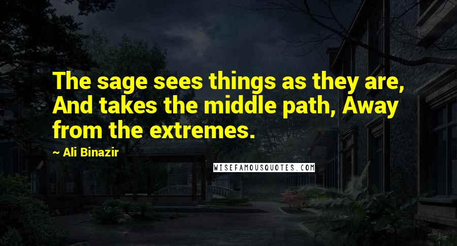 Ali Binazir Quotes: The sage sees things as they are, And takes the middle path, Away from the extremes.