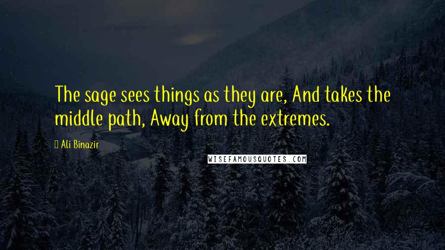 Ali Binazir Quotes: The sage sees things as they are, And takes the middle path, Away from the extremes.