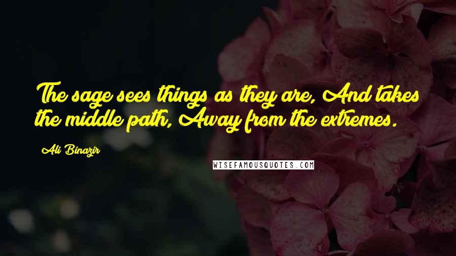 Ali Binazir Quotes: The sage sees things as they are, And takes the middle path, Away from the extremes.