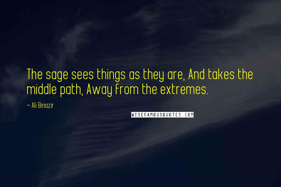 Ali Binazir Quotes: The sage sees things as they are, And takes the middle path, Away from the extremes.