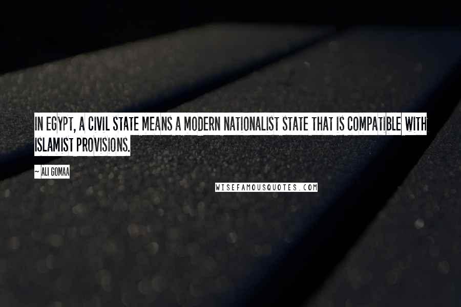 Ali Gomaa Quotes: In Egypt, a civil state means a modern nationalist state that is compatible with Islamist provisions.