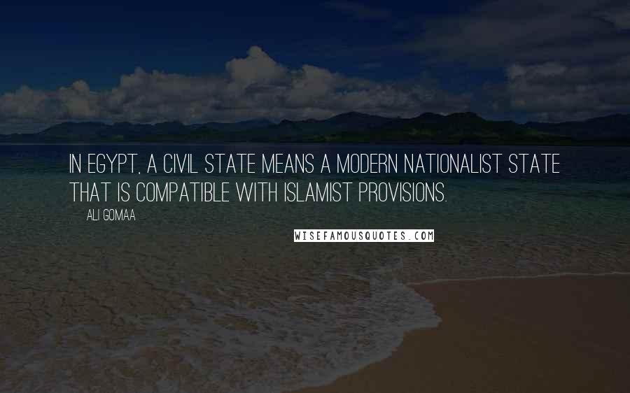 Ali Gomaa Quotes: In Egypt, a civil state means a modern nationalist state that is compatible with Islamist provisions.