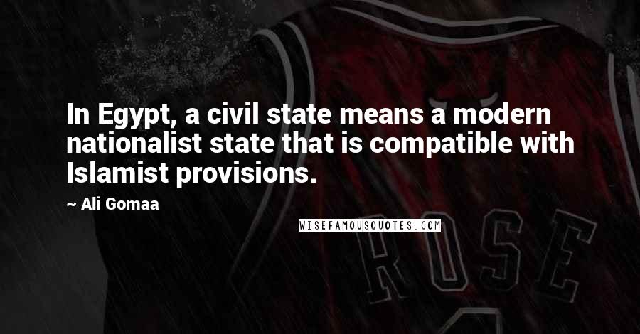 Ali Gomaa Quotes: In Egypt, a civil state means a modern nationalist state that is compatible with Islamist provisions.