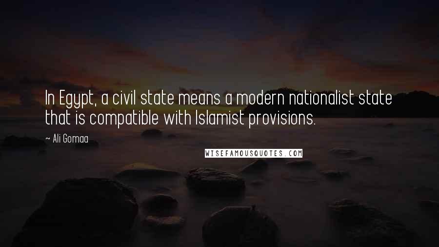 Ali Gomaa Quotes: In Egypt, a civil state means a modern nationalist state that is compatible with Islamist provisions.