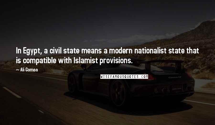 Ali Gomaa Quotes: In Egypt, a civil state means a modern nationalist state that is compatible with Islamist provisions.