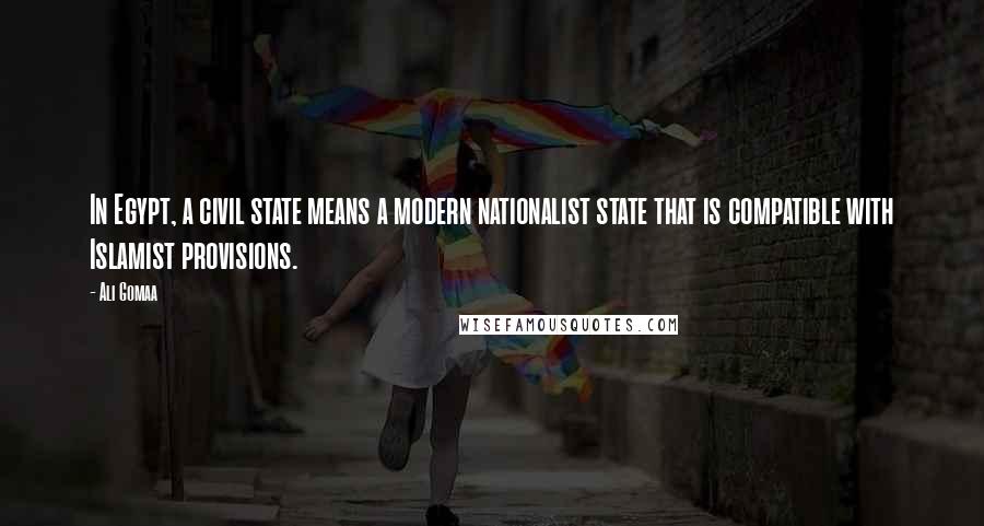 Ali Gomaa Quotes: In Egypt, a civil state means a modern nationalist state that is compatible with Islamist provisions.