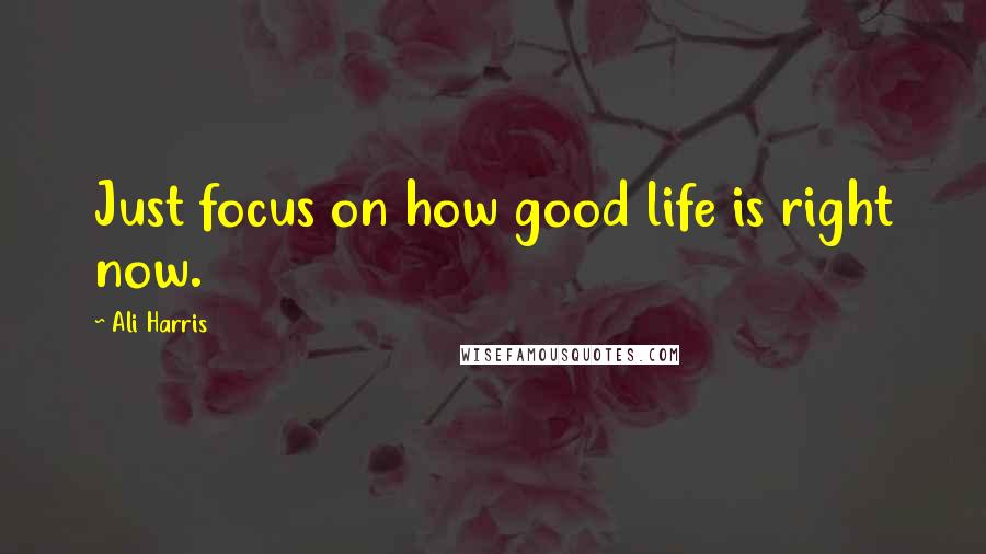 Ali Harris Quotes: Just focus on how good life is right now.