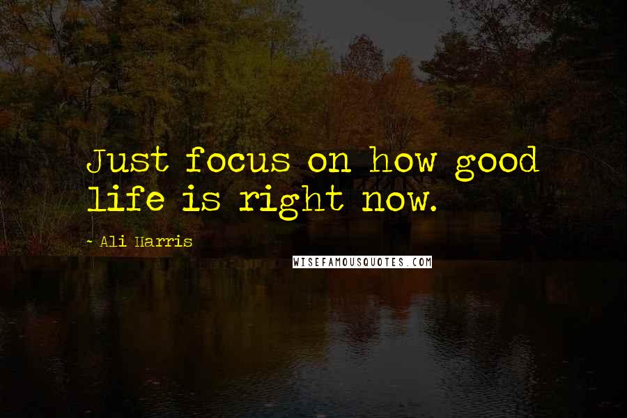 Ali Harris Quotes: Just focus on how good life is right now.