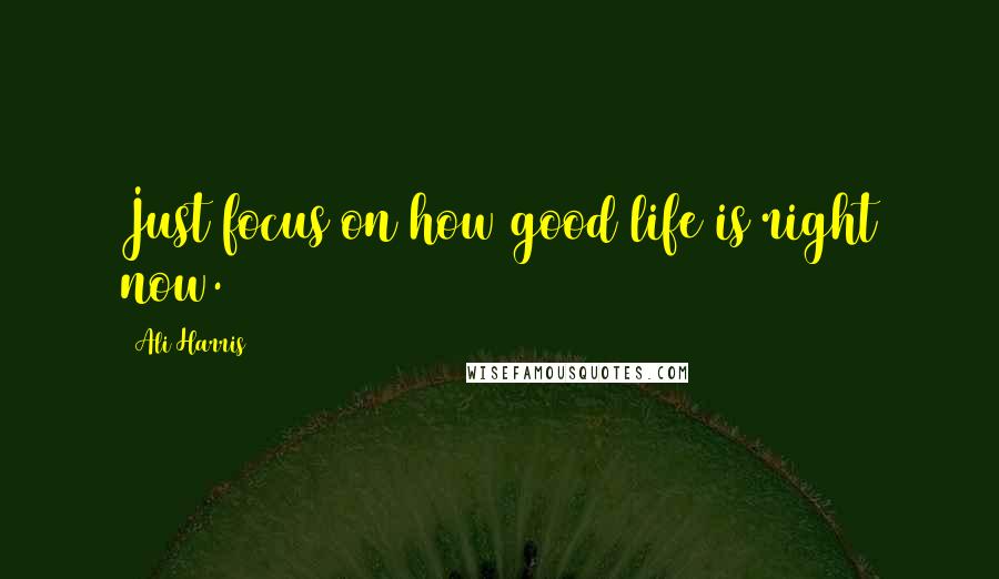 Ali Harris Quotes: Just focus on how good life is right now.