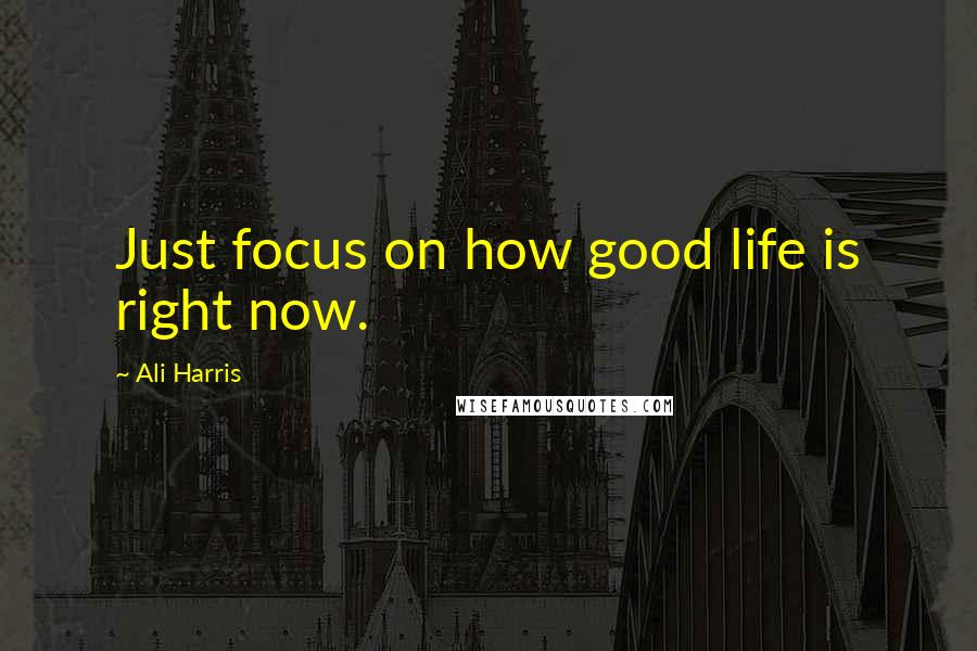 Ali Harris Quotes: Just focus on how good life is right now.