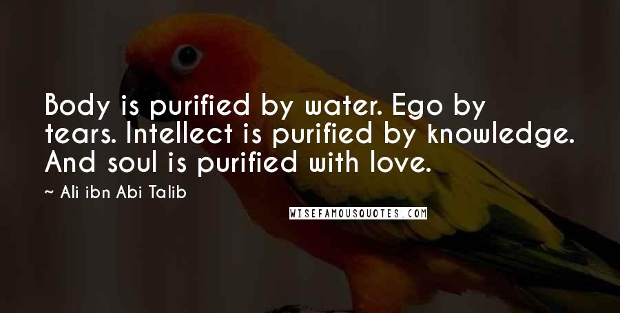 Ali Ibn Abi Talib Quotes: Body is purified by water. Ego by tears. Intellect is purified by knowledge. And soul is purified with love.