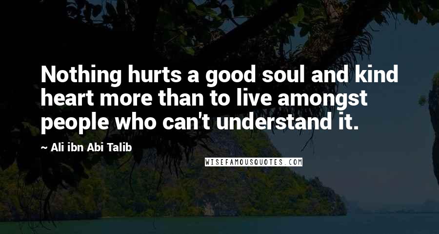 Ali Ibn Abi Talib Quotes: Nothing hurts a good soul and kind heart more than to live amongst people who can't understand it.