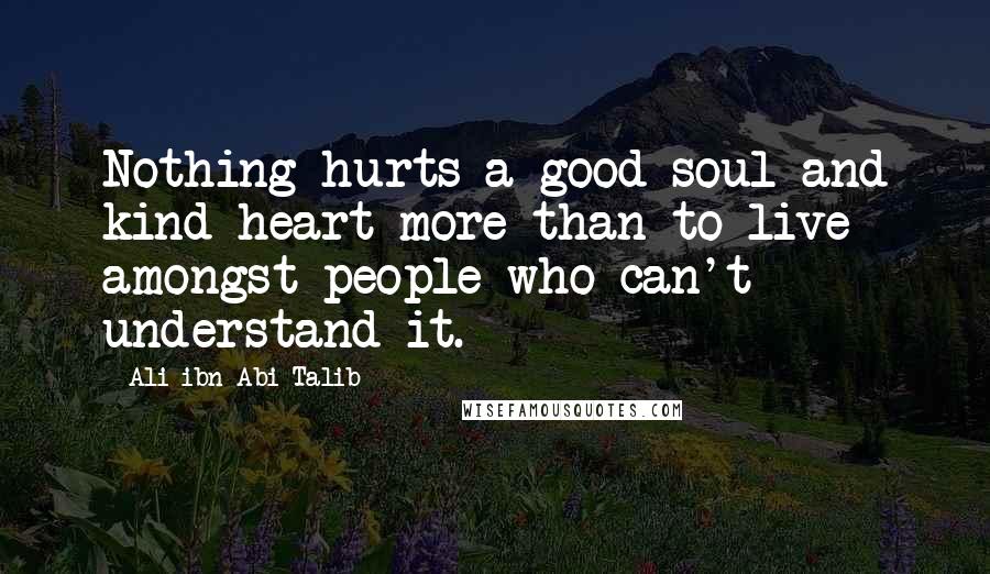 Ali Ibn Abi Talib Quotes: Nothing hurts a good soul and kind heart more than to live amongst people who can't understand it.