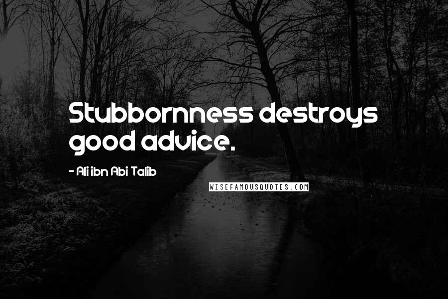 Ali Ibn Abi Talib Quotes: Stubbornness destroys good advice.