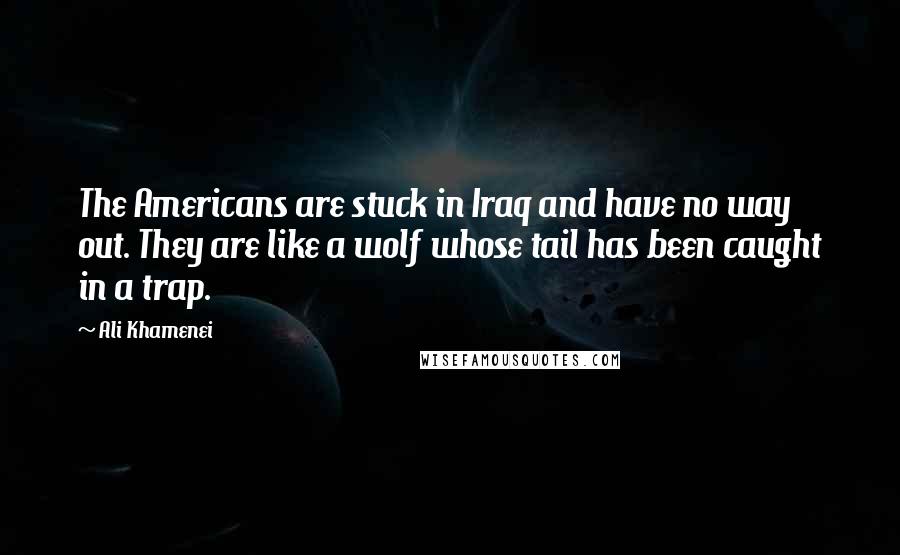 Ali Khamenei Quotes: The Americans are stuck in Iraq and have no way out. They are like a wolf whose tail has been caught in a trap.