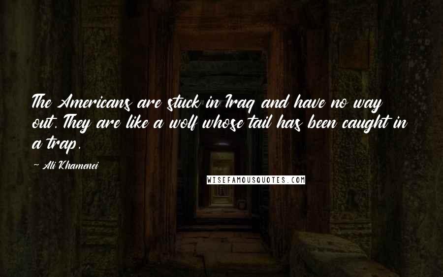 Ali Khamenei Quotes: The Americans are stuck in Iraq and have no way out. They are like a wolf whose tail has been caught in a trap.