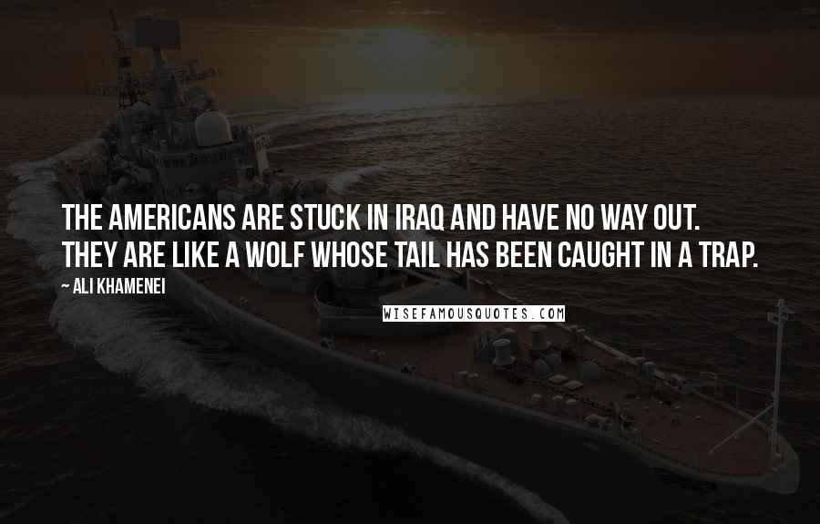 Ali Khamenei Quotes: The Americans are stuck in Iraq and have no way out. They are like a wolf whose tail has been caught in a trap.