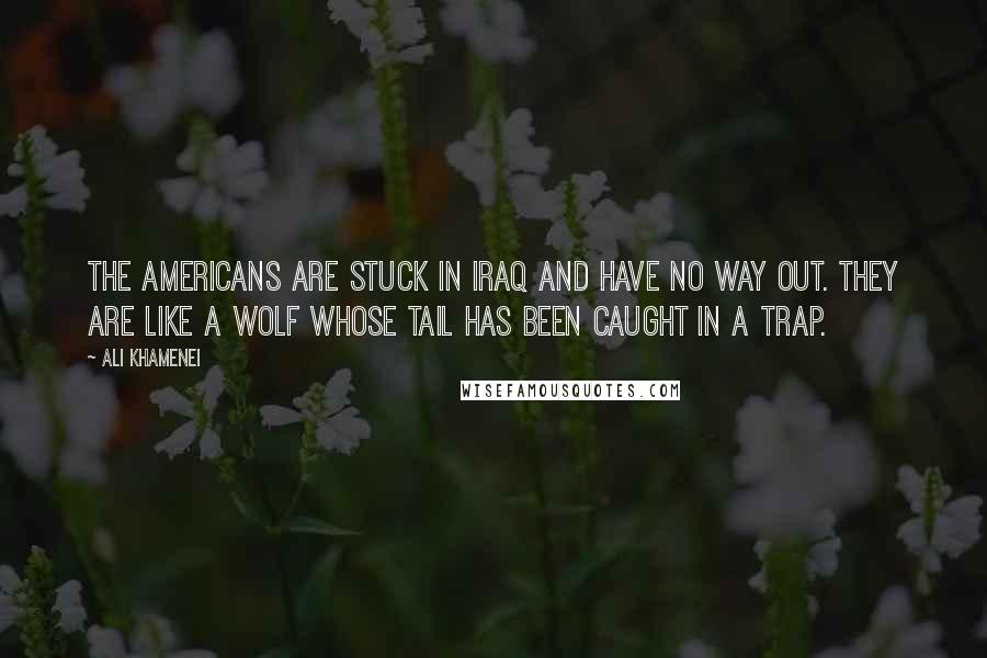 Ali Khamenei Quotes: The Americans are stuck in Iraq and have no way out. They are like a wolf whose tail has been caught in a trap.